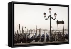 Gondolas Moored on the Lagoon, San Giorgio Maggiore Beyond, Riva Degli Schiavoni-Amanda Hall-Framed Stretched Canvas