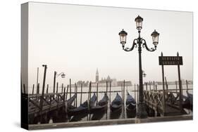 Gondolas Moored on the Lagoon, San Giorgio Maggiore Beyond, Riva Degli Schiavoni-Amanda Hall-Stretched Canvas