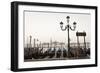 Gondolas Moored on the Lagoon, San Giorgio Maggiore Beyond, Riva Degli Schiavoni-Amanda Hall-Framed Photographic Print