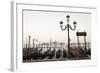 Gondolas Moored on the Lagoon, San Giorgio Maggiore Beyond, Riva Degli Schiavoni-Amanda Hall-Framed Photographic Print