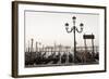 Gondolas Moored on the Lagoon, San Giorgio Maggiore Beyond, Riva Degli Schiavoni-Amanda Hall-Framed Photographic Print