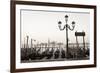 Gondolas Moored on the Lagoon, San Giorgio Maggiore Beyond, Riva Degli Schiavoni-Amanda Hall-Framed Photographic Print