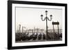 Gondolas Moored on the Lagoon, San Giorgio Maggiore Beyond, Riva Degli Schiavoni-Amanda Hall-Framed Photographic Print