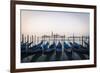 Gondolas Moored on the Lagoon, San Giorgio Maggiore Beyond, Riva Degli Schiavoni-Amanda Hall-Framed Photographic Print