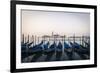 Gondolas Moored on the Lagoon, San Giorgio Maggiore Beyond, Riva Degli Schiavoni-Amanda Hall-Framed Photographic Print