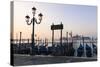 Gondolas Moored on the Lagoon, San Giorgio Maggiore Beyond, Riva Degli Schiavoni-Amanda Hall-Stretched Canvas