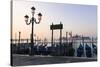 Gondolas Moored on the Lagoon, San Giorgio Maggiore Beyond, Riva Degli Schiavoni-Amanda Hall-Stretched Canvas