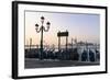 Gondolas Moored on the Lagoon, San Giorgio Maggiore Beyond, Riva Degli Schiavoni-Amanda Hall-Framed Photographic Print