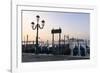 Gondolas Moored on the Lagoon, San Giorgio Maggiore Beyond, Riva Degli Schiavoni-Amanda Hall-Framed Photographic Print