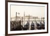 Gondolas Moored on the Lagoon, San Giorgio Maggiore Beyond, Riva Degli Schiavoni-Amanda Hall-Framed Photographic Print