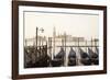 Gondolas Moored on the Lagoon, San Giorgio Maggiore Beyond, Riva Degli Schiavoni-Amanda Hall-Framed Photographic Print