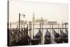 Gondolas Moored on the Lagoon, San Giorgio Maggiore Beyond, Riva Degli Schiavoni-Amanda Hall-Stretched Canvas