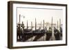 Gondolas Moored on the Lagoon, San Giorgio Maggiore Beyond, Riva Degli Schiavoni-Amanda Hall-Framed Photographic Print