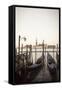 Gondolas Moored on the Lagoon, San Giorgio Maggiore Beyond, Riva Degli Schiavoni-Amanda Hall-Framed Stretched Canvas