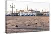 Gondolas Moored on the Lagoon, San Giorgio Maggiore Beyond, Riva Degli Schiavoni-Amanda Hall-Stretched Canvas