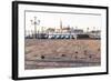 Gondolas Moored on the Lagoon, San Giorgio Maggiore Beyond, Riva Degli Schiavoni-Amanda Hall-Framed Photographic Print