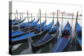 Gondolas Moored on the Lagoon, San Giorgio Maggiore Beyond, Riva Degli Schiavoni-Amanda Hall-Stretched Canvas