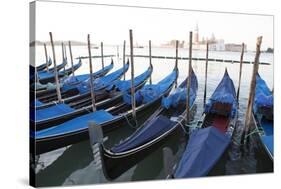 Gondolas Moored on the Lagoon, San Giorgio Maggiore Beyond, Riva Degli Schiavoni-Amanda Hall-Stretched Canvas