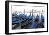 Gondolas Moored on the Lagoon, San Giorgio Maggiore Beyond, Riva Degli Schiavoni-Amanda Hall-Framed Photographic Print