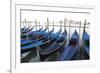 Gondolas Moored on the Lagoon, San Giorgio Maggiore Beyond, Riva Degli Schiavoni-Amanda Hall-Framed Photographic Print