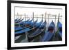 Gondolas Moored on the Lagoon, San Giorgio Maggiore Beyond, Riva Degli Schiavoni-Amanda Hall-Framed Photographic Print