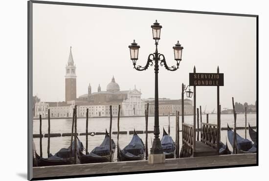 Gondolas Moored on the Lagoon, San Giorgio Maggiore Beyond, Riva Degli Schiavoni-Amanda Hall-Mounted Photographic Print