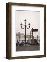 Gondolas Moored on the Lagoon, San Giorgio Maggiore Beyond, Riva Degli Schiavoni-Amanda Hall-Framed Photographic Print