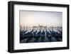 Gondolas Moored on the Lagoon, San Giorgio Maggiore Beyond, Riva Degli Schiavoni-Amanda Hall-Framed Photographic Print