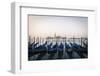 Gondolas Moored on the Lagoon, San Giorgio Maggiore Beyond, Riva Degli Schiavoni-Amanda Hall-Framed Photographic Print