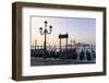 Gondolas Moored on the Lagoon, San Giorgio Maggiore Beyond, Riva Degli Schiavoni-Amanda Hall-Framed Photographic Print