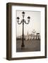 Gondolas Moored on the Lagoon, San Giorgio Maggiore Beyond, Riva Degli Schiavoni-Amanda Hall-Framed Photographic Print