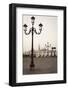 Gondolas Moored on the Lagoon, San Giorgio Maggiore Beyond, Riva Degli Schiavoni-Amanda Hall-Framed Photographic Print