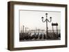 Gondolas Moored on the Lagoon, San Giorgio Maggiore Beyond, Riva Degli Schiavoni-Amanda Hall-Framed Photographic Print