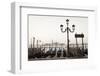 Gondolas Moored on the Lagoon, San Giorgio Maggiore Beyond, Riva Degli Schiavoni-Amanda Hall-Framed Photographic Print