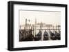 Gondolas Moored on the Lagoon, San Giorgio Maggiore Beyond, Riva Degli Schiavoni-Amanda Hall-Framed Photographic Print