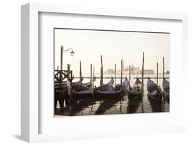 Gondolas Moored on the Lagoon, San Giorgio Maggiore Beyond, Riva Degli Schiavoni-Amanda Hall-Framed Photographic Print