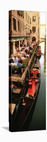 Gondolas Moored Outside of a Cafe, Venice, Italy-null-Stretched Canvas