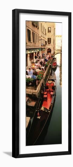 Gondolas Moored Outside of a Cafe, Venice, Italy-null-Framed Photographic Print