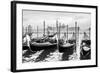 Gondolas near Saint Mark Square in Venice, Italy. Black and White Image.-Zoom-zoom-Framed Photographic Print