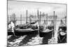 Gondolas near Saint Mark Square in Venice, Italy. Black and White Image.-Zoom-zoom-Mounted Photographic Print