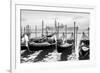 Gondolas near Saint Mark Square in Venice, Italy. Black and White Image.-Zoom-zoom-Framed Photographic Print