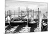 Gondolas near Saint Mark Square in Venice, Italy. Black and White Image.-Zoom-zoom-Mounted Photographic Print