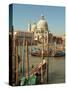 Gondolas near the Grand Canal and the Santa Maria Della Salute, Venice, Italy-Janis Miglavs-Stretched Canvas