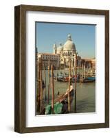 Gondolas near the Grand Canal and the Santa Maria Della Salute, Venice, Italy-Janis Miglavs-Framed Photographic Print