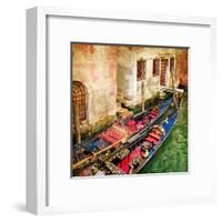 Gondolas Of Amazing Venice - Artistic Picture-Maugli-l-Framed Art Print