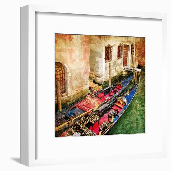 Gondolas Of Amazing Venice - Artistic Picture-Maugli-l-Framed Art Print