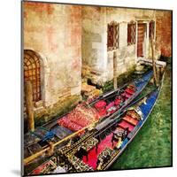 Gondolas Of Amazing Venice - Artistic Picture-Maugli-l-Mounted Art Print