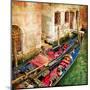 Gondolas Of Amazing Venice - Artistic Picture-Maugli-l-Mounted Art Print