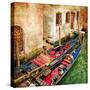 Gondolas Of Amazing Venice - Artistic Picture-Maugli-l-Stretched Canvas