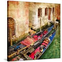 Gondolas Of Amazing Venice - Artistic Picture-Maugli-l-Stretched Canvas